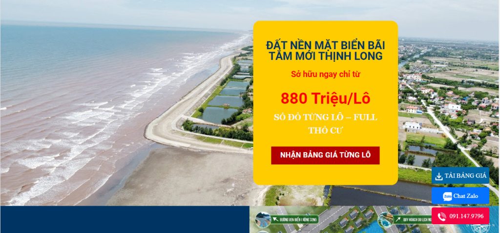 ĐẤT NỀN ven biển Thịnh Long, Nam Định